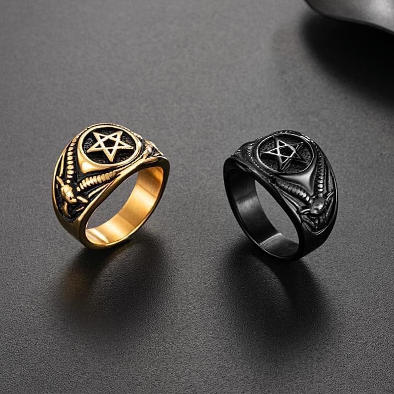 Rings Wiccan Pentagram Stainless Steel 316 Ring Ancient Treasures Ancientreasures Viking Odin Thor Mjolnir Celtic Ancient Egypt Norse Norse Mythology