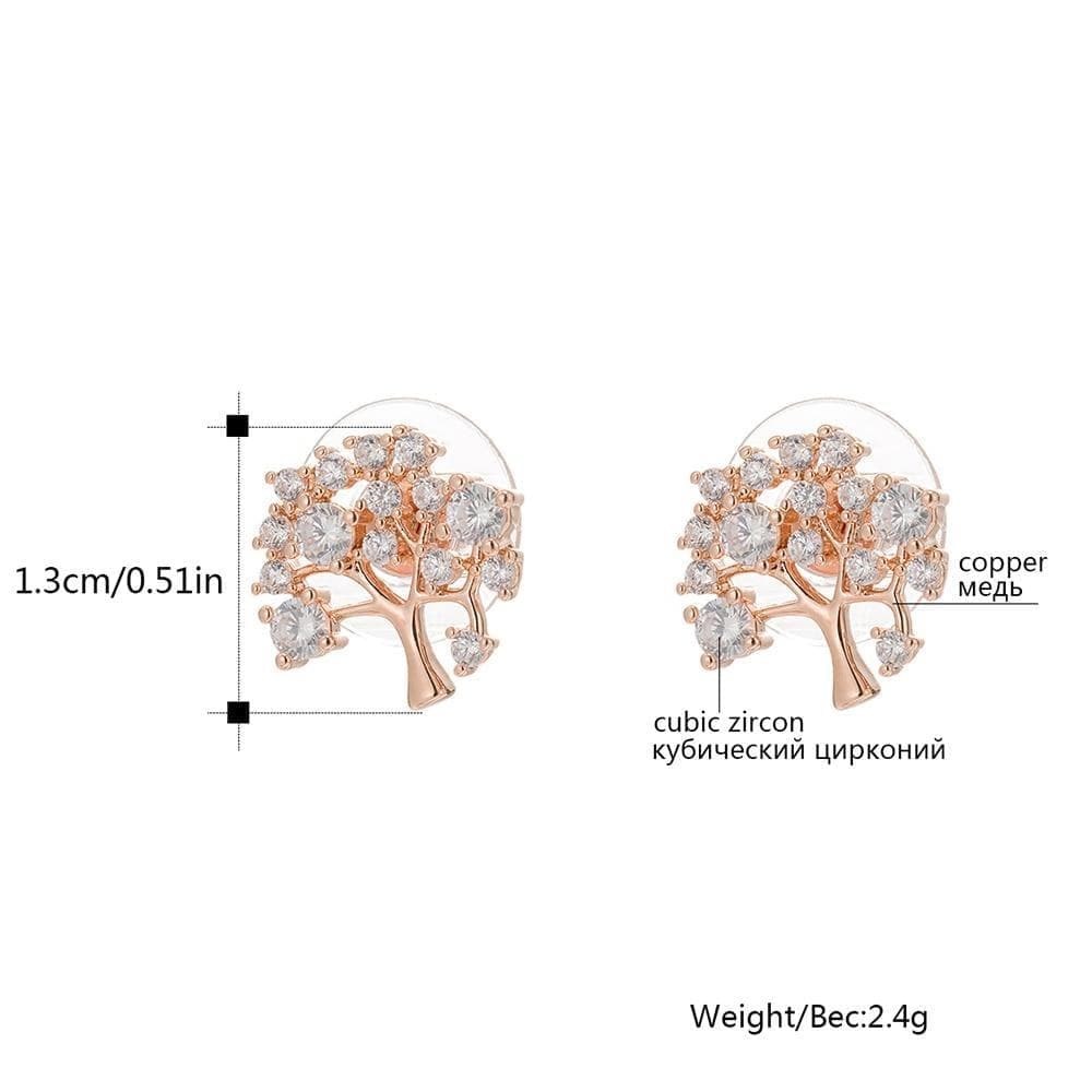 Stud Earrings New Rose Gold Tree Of Life Cubic Zirconia Stud Earrings For Women Female Trendy Jewelry Tiny Cute Earrings Brincos Gifts Xmas|Stud Earrings| Ancient Treasures Ancientreasures Viking Odin Thor Mjolnir Celtic Ancient Egypt Norse Norse Mythology