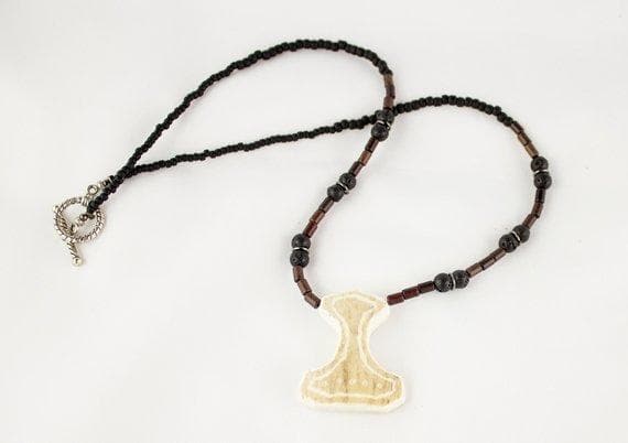 Viking Thor's Hammer Deer Antler Beaded Necklace Ancient Treasures Ancientreasures Viking Odin Thor Mjolnir Celtic Ancient Egypt Norse Norse Mythology