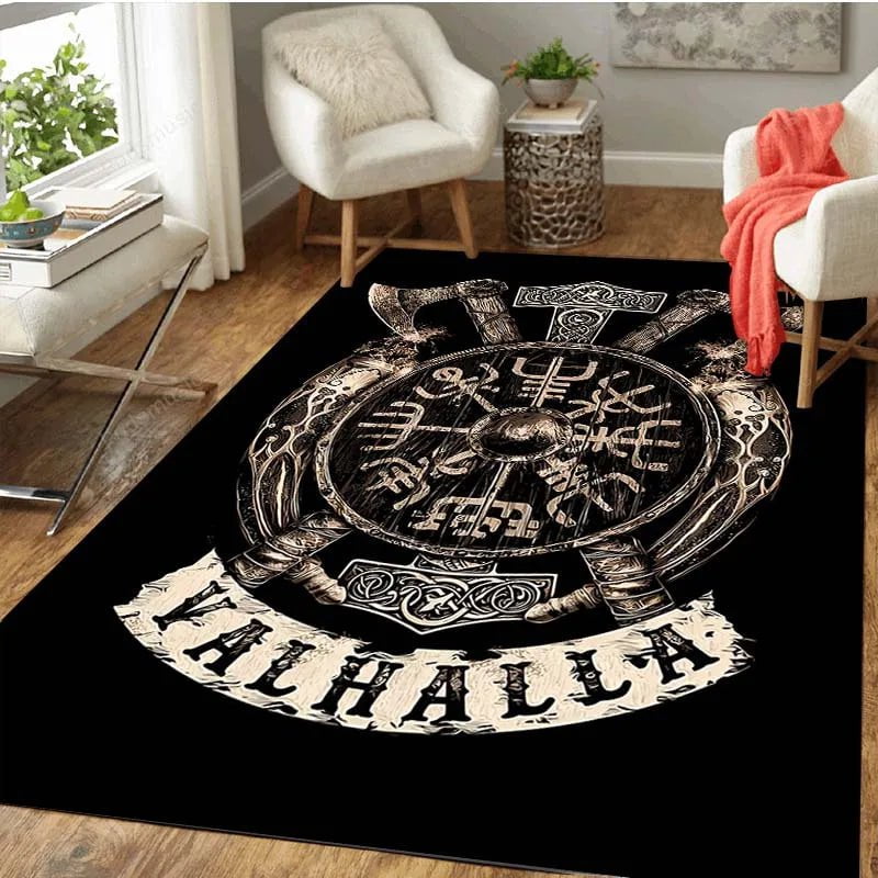 01 / 120x160cm 47x63inch Valhalla Rug Ancient Treasures Ancientreasures Viking Odin Thor Mjolnir Celtic Ancient Egypt Norse Norse Mythology