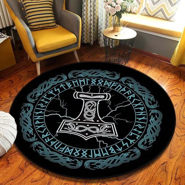 150cm / 5 Thor's Hammer Rug Ancient Treasures Ancientreasures Viking Odin Thor Mjolnir Celtic Ancient Egypt Norse Norse Mythology