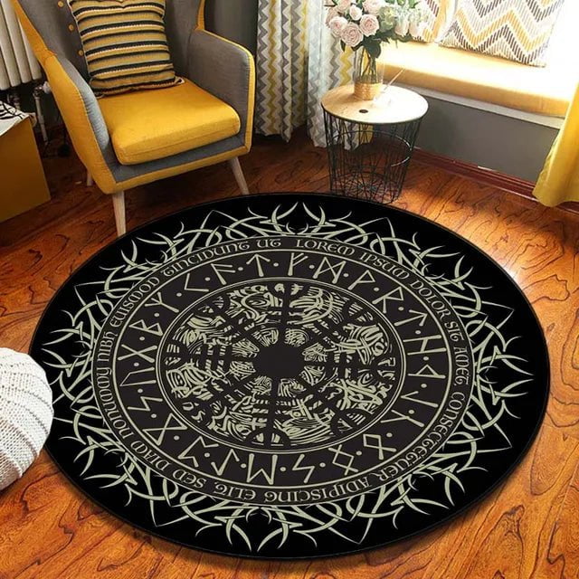 150cm / 7 Norse Mythology Rug Ancient Treasures Ancientreasures Viking Odin Thor Mjolnir Celtic Ancient Egypt Norse Norse Mythology