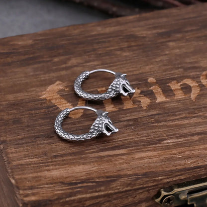 Viking Odin Wolf Head Earrings