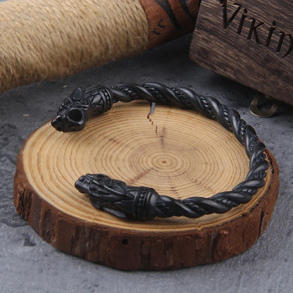 Black Viking Dragon Head Bracelet