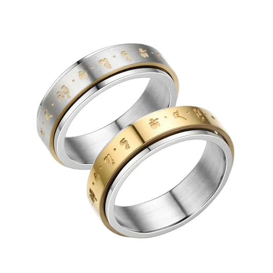 Tibetan Six-Character Mantra Spinner Ring
