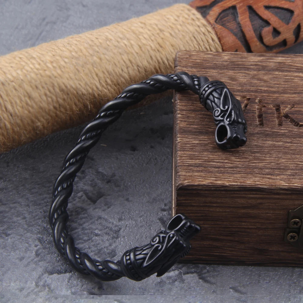 Black Viking Dragon Head Bracelet
