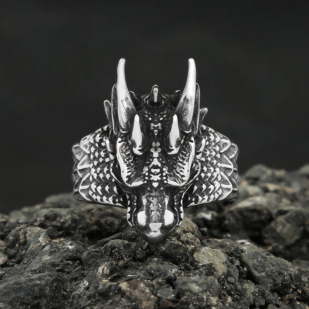 Viking Dragon Head Ring