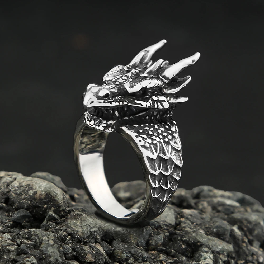 Viking Dragon Head Ring