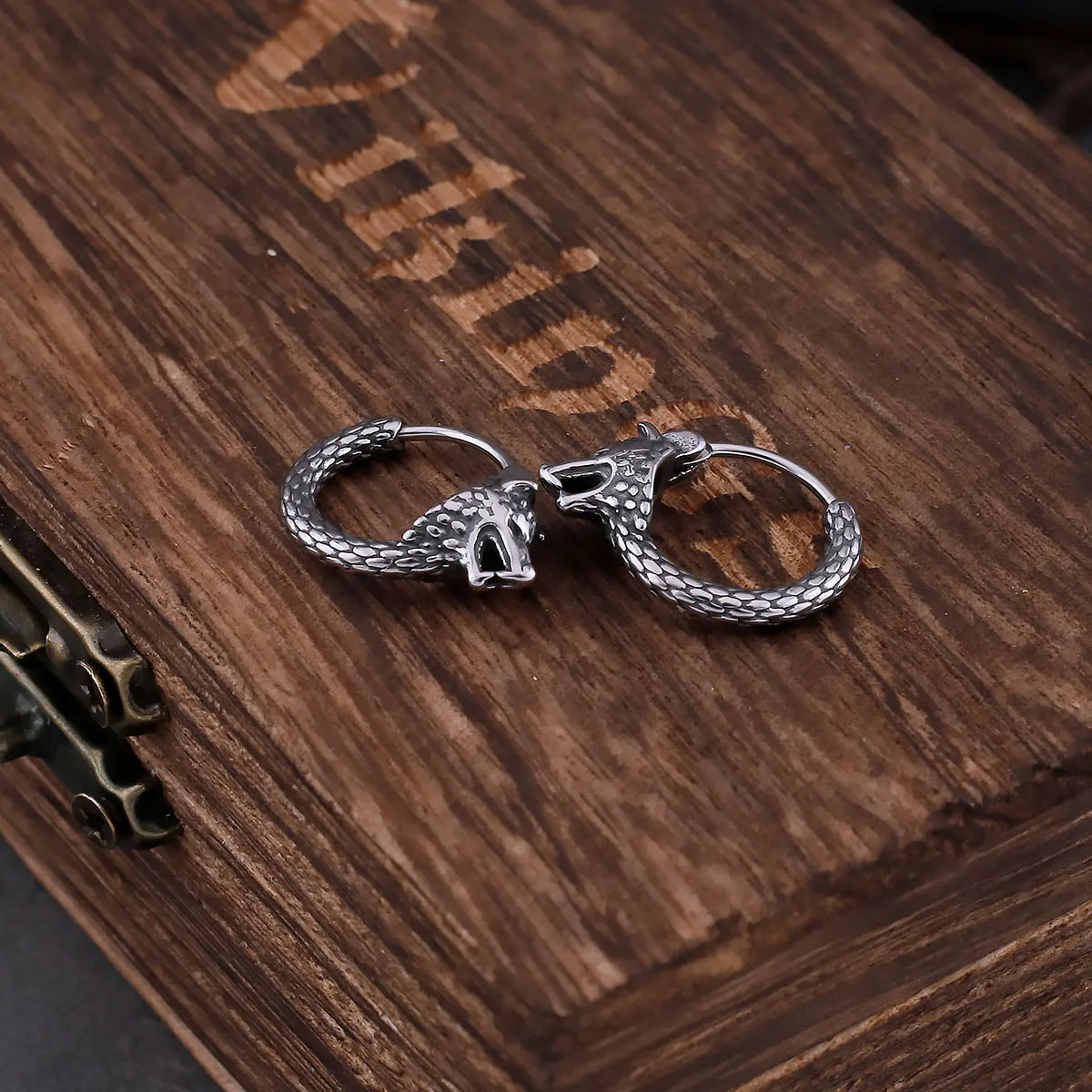 Viking Odin Wolf Head Earrings