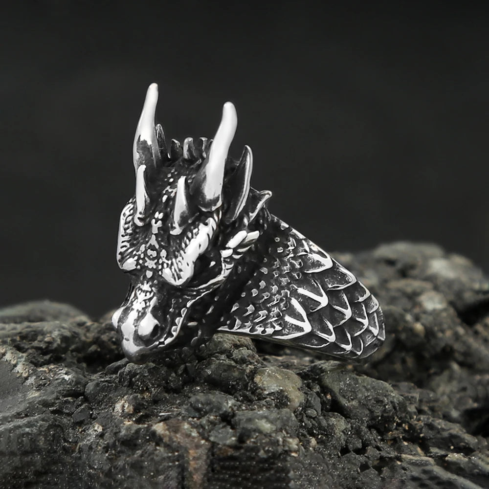 Viking Dragon Head Ring