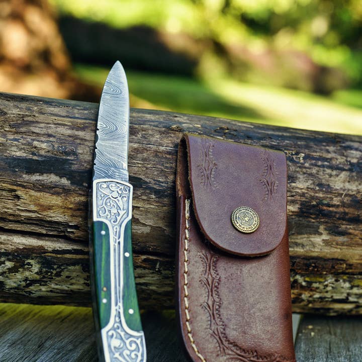 Damascus Folding Pocket Knife