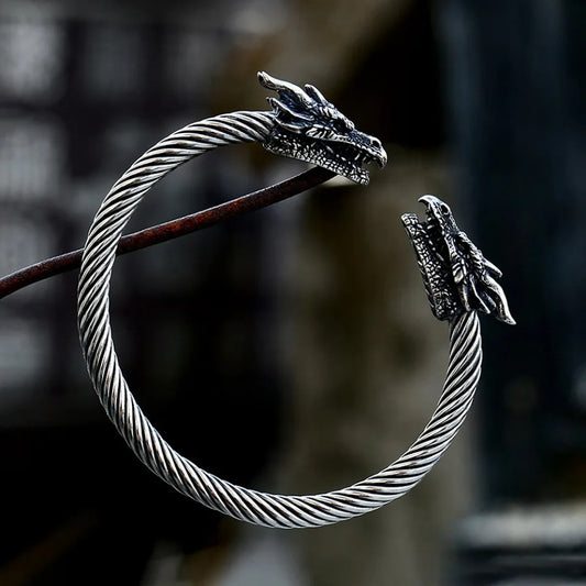 Viking Double Dragon Head Bracelet