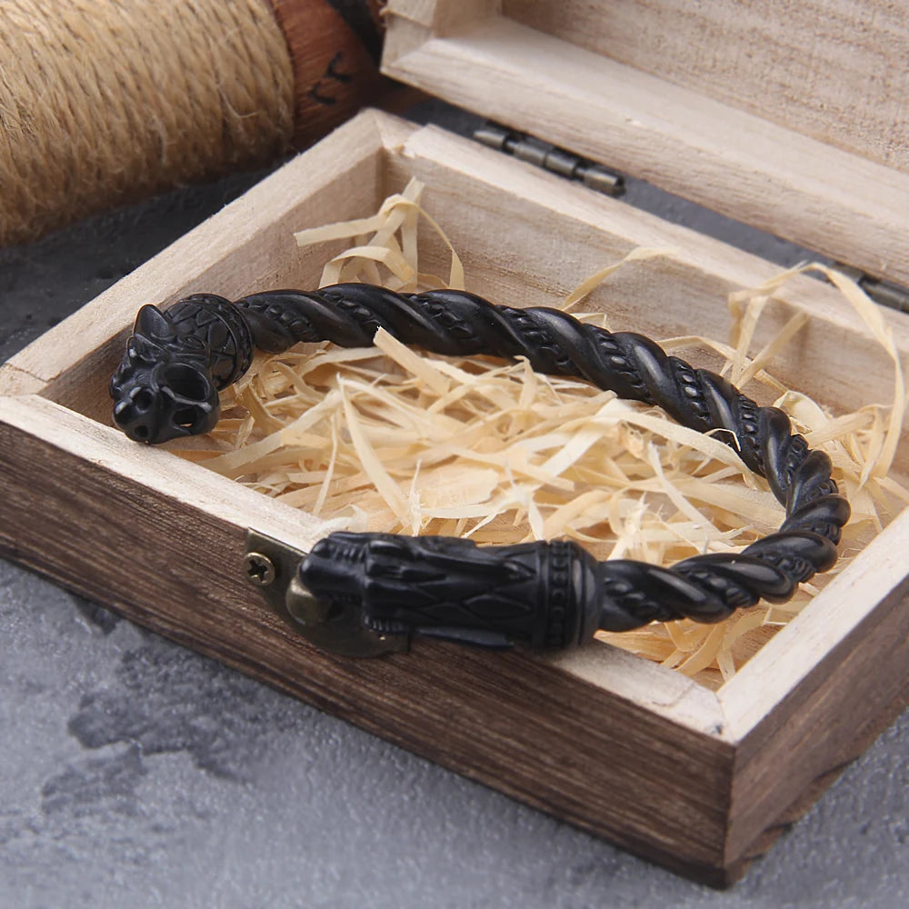 Black Viking Dragon Head Bracelet