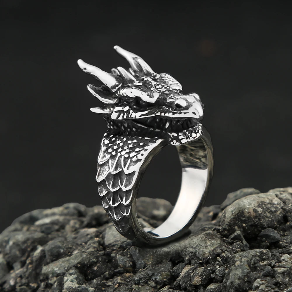 Viking Dragon Head Ring
