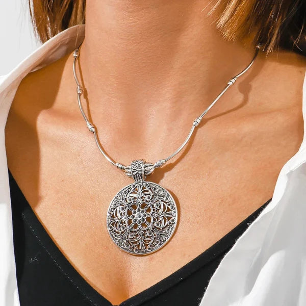 Tibetan Filigree Medallion Pendant Necklace