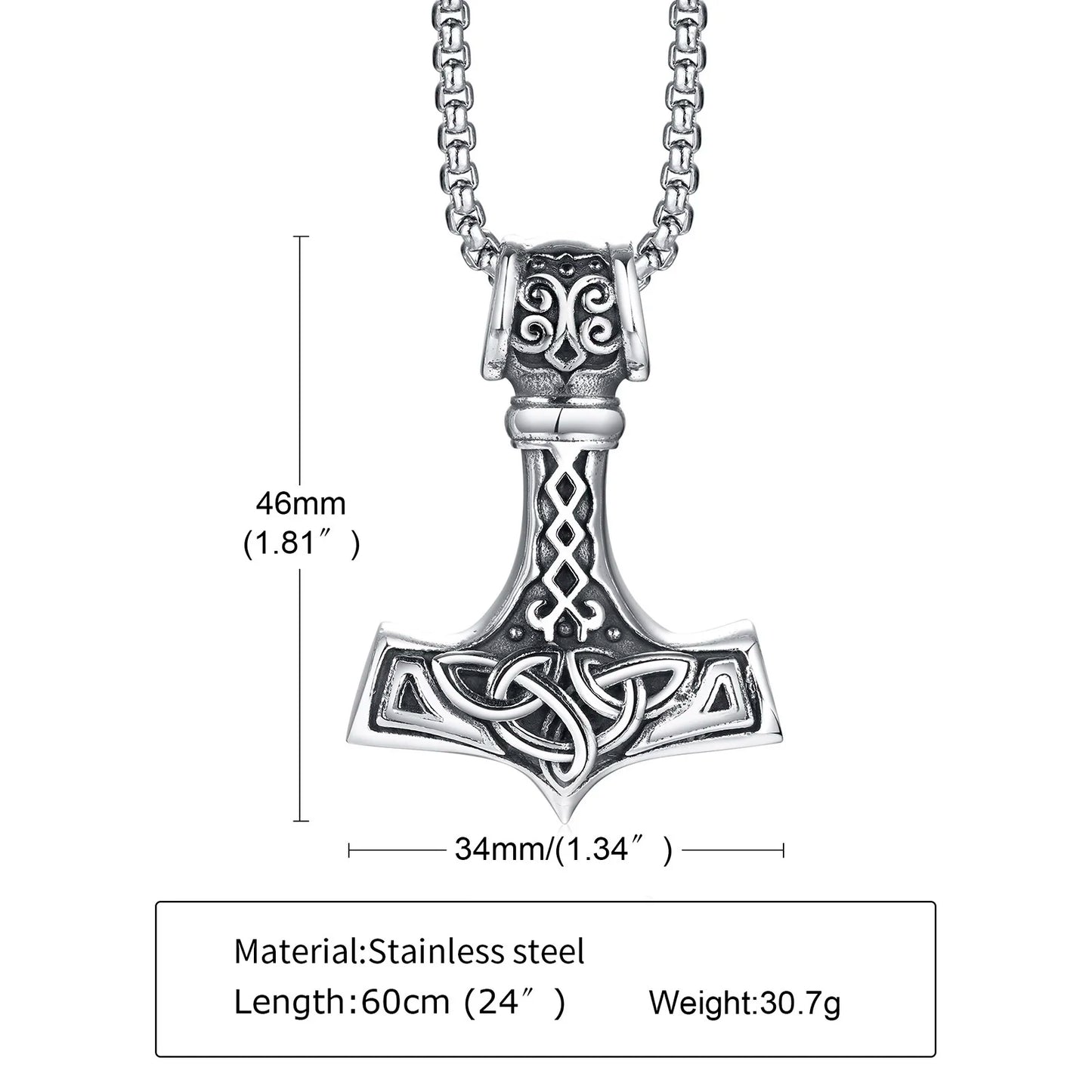 Viking Thor's Hammer Pendant Necklace