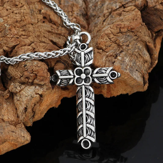 Nordic Viking Athelstan's Cross Ragnar Amulet Necklace - Double side