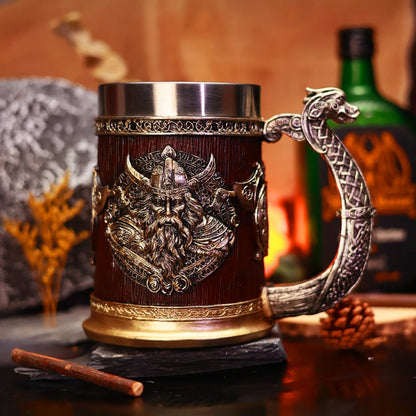 Medieval Dragon Crest Stainless Steel Beer Mug