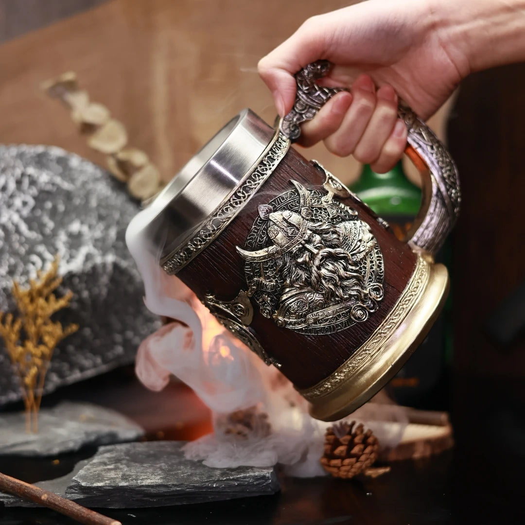 Medieval Dragon Crest Stainless Steel Beer Mug