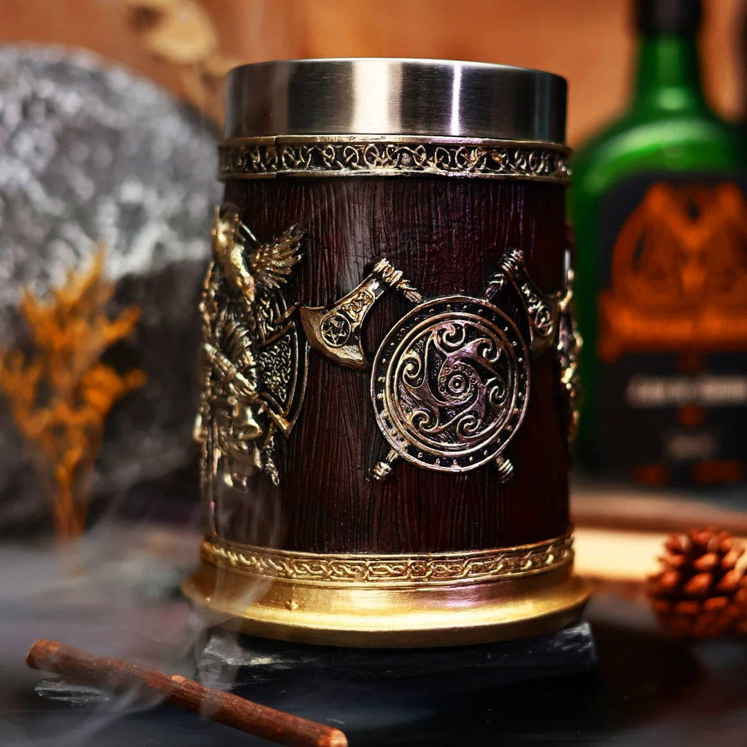 Medieval Dragon Crest Stainless Steel Beer Mug