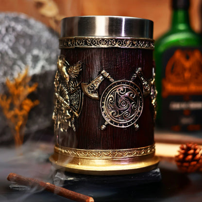 Medieval Dragon Crest Stainless Steel Beer Mug