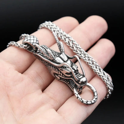 Viking-Inspired Dragon Head Pendant Necklace