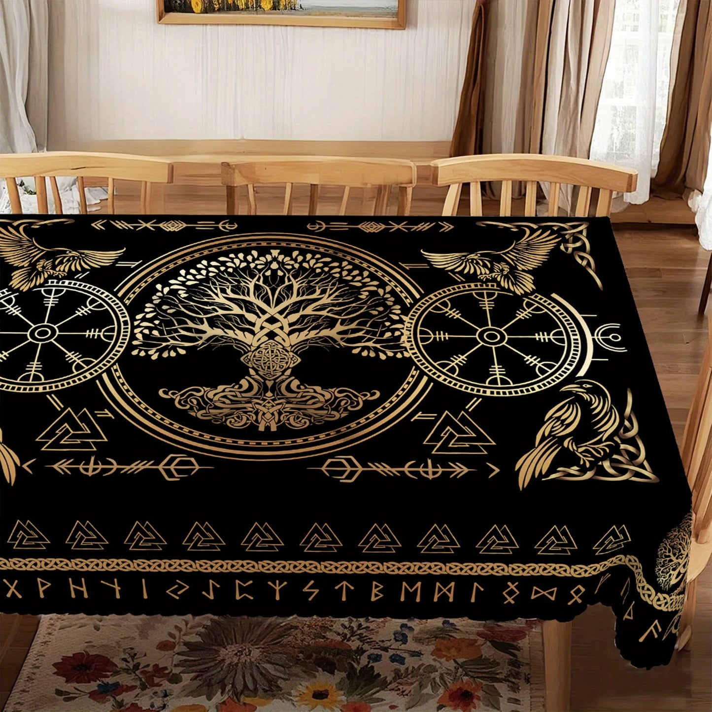 Viking Crow Rectangle Tablecloth