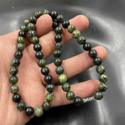 Tibetan Green Jade Healing Bead Necklace