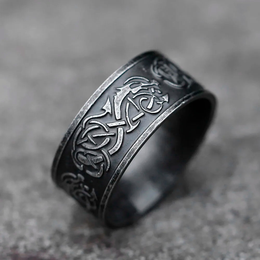 Viking Dragon Band Ring