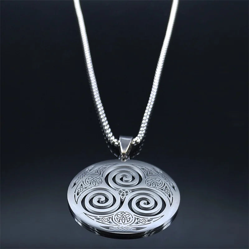 Silver Celtic Spiral Pendant Necklace