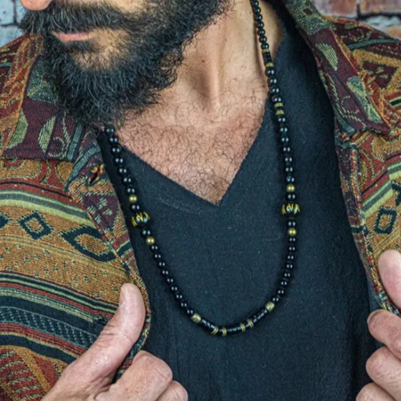 Black Tibetan Mantra Bead Necklace
