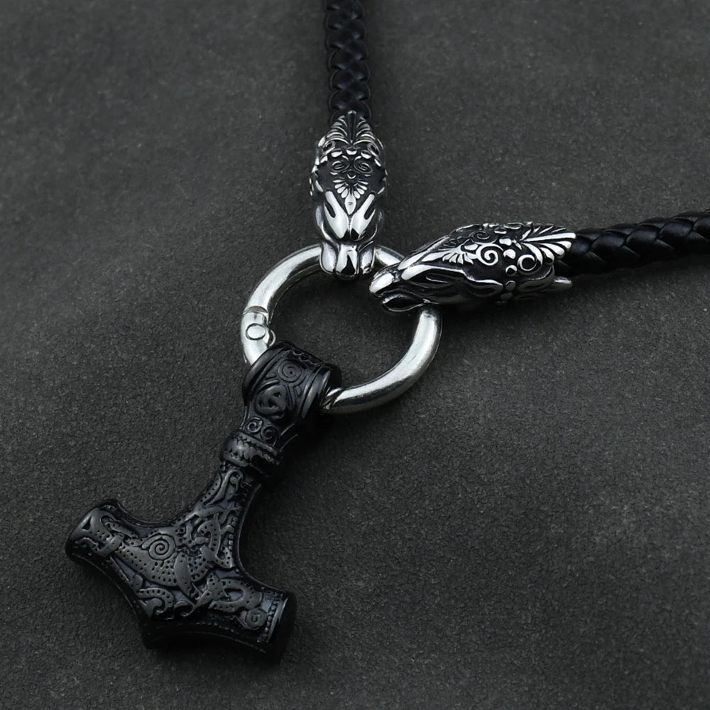 Viking Leather Wolf Necklace