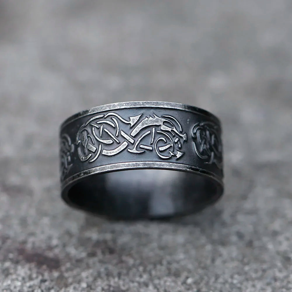 Viking Dragon Band Ring