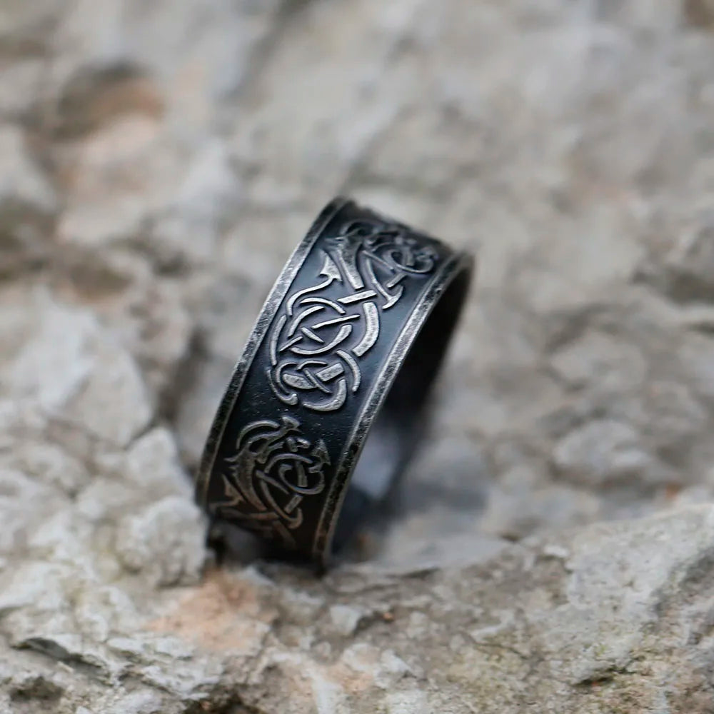 Viking Dragon Band Ring