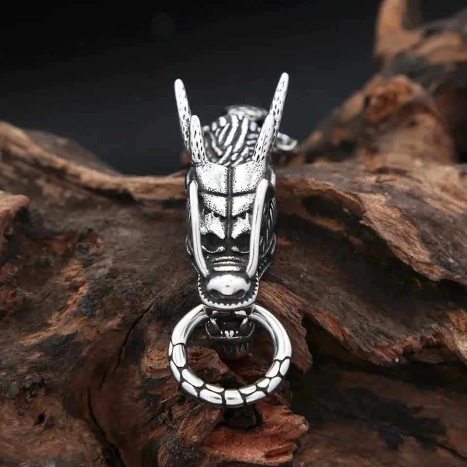 Viking-Inspired Dragon Head Pendant Necklace