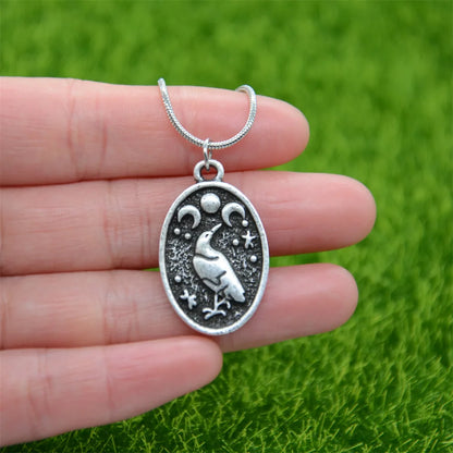 Odin's Raven & Triple Moon Amulet Necklace