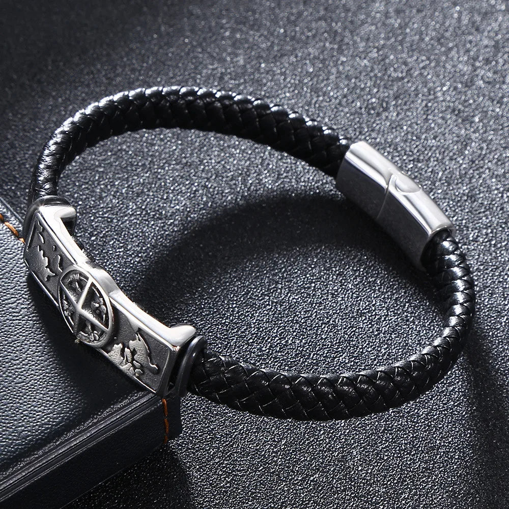 Viking Compass Leather Bracelet