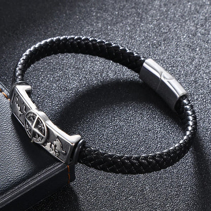 Viking Compass Leather Bracelet