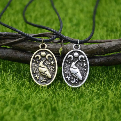 Odin's Raven & Triple Moon Amulet Necklace
