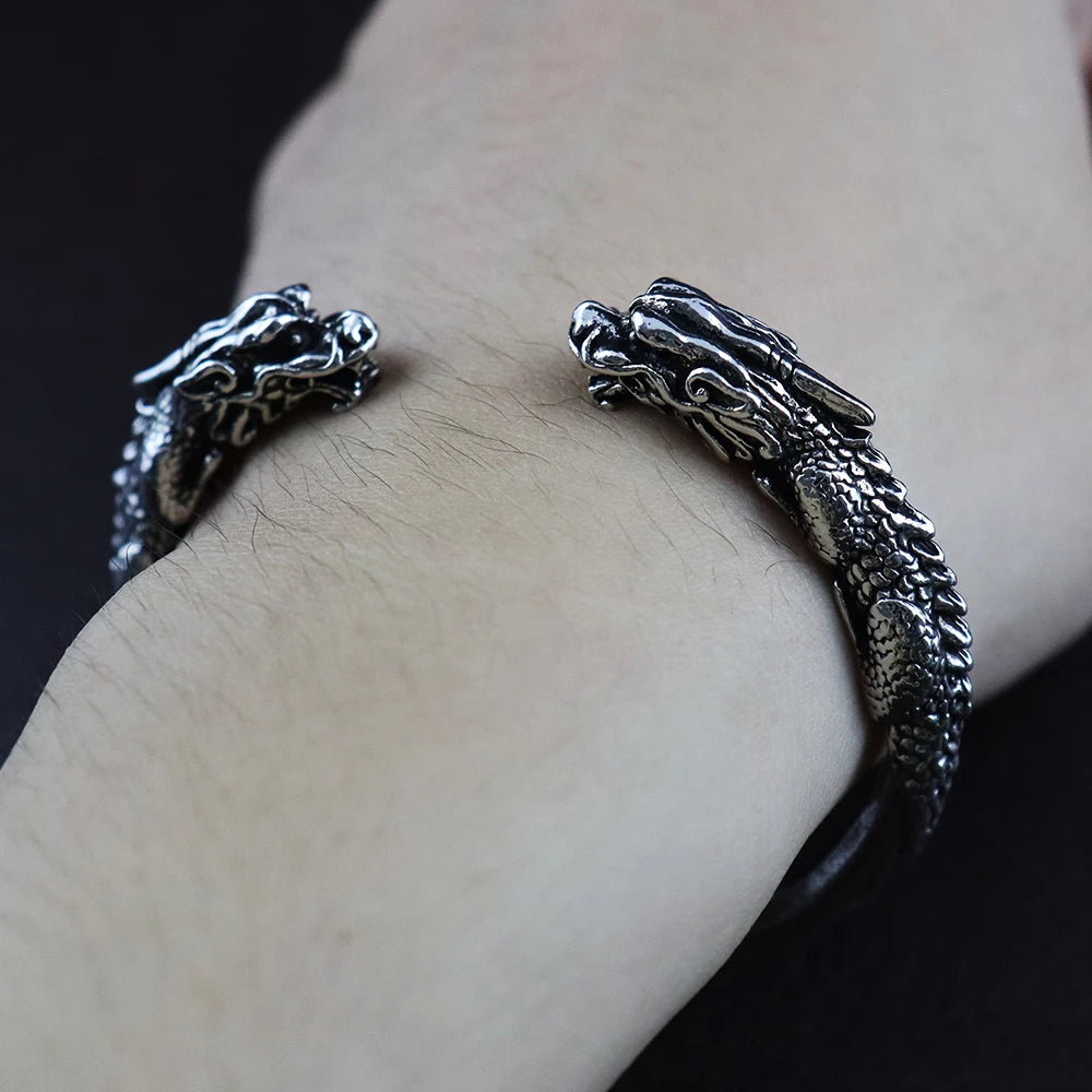 Viking Dragon Head Cuff Bracelet
