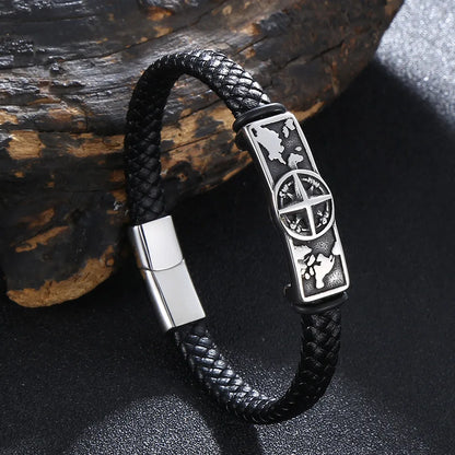 Viking Compass Leather Bracelet