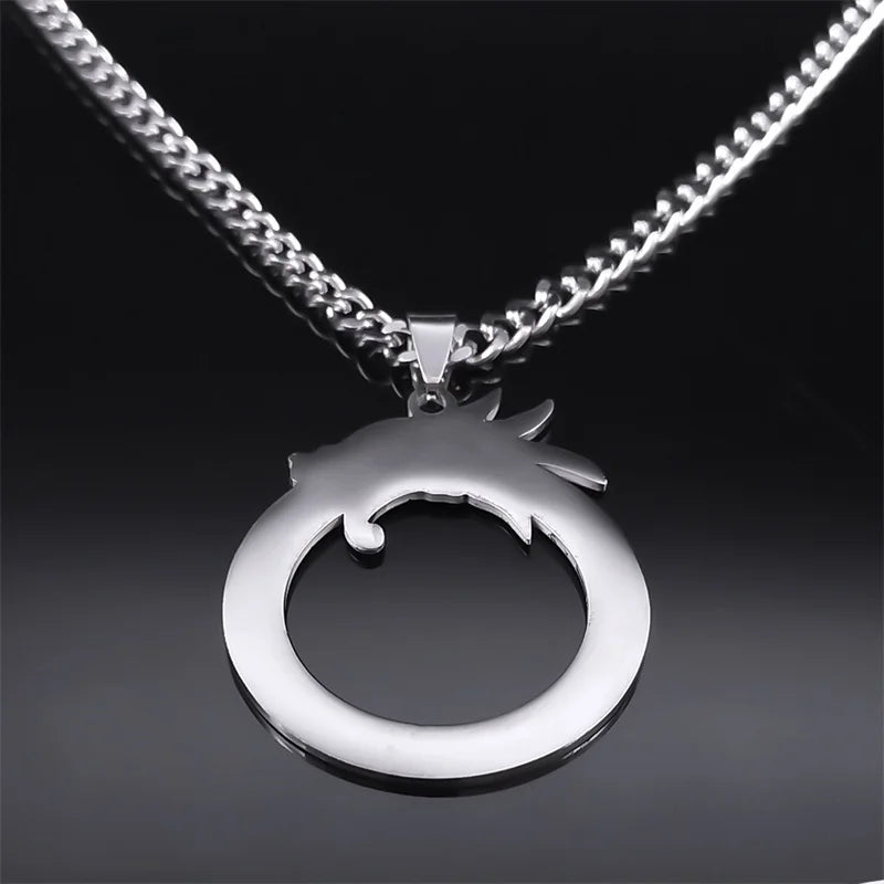 Viking Ouroboros Rune Dragon Necklace