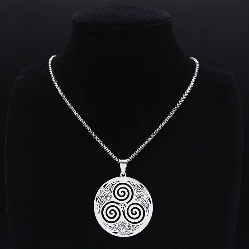 Silver Celtic Spiral Pendant Necklace