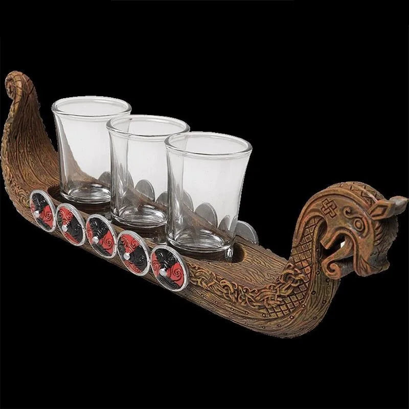 Viking Dragon Longship Shot Glass Set