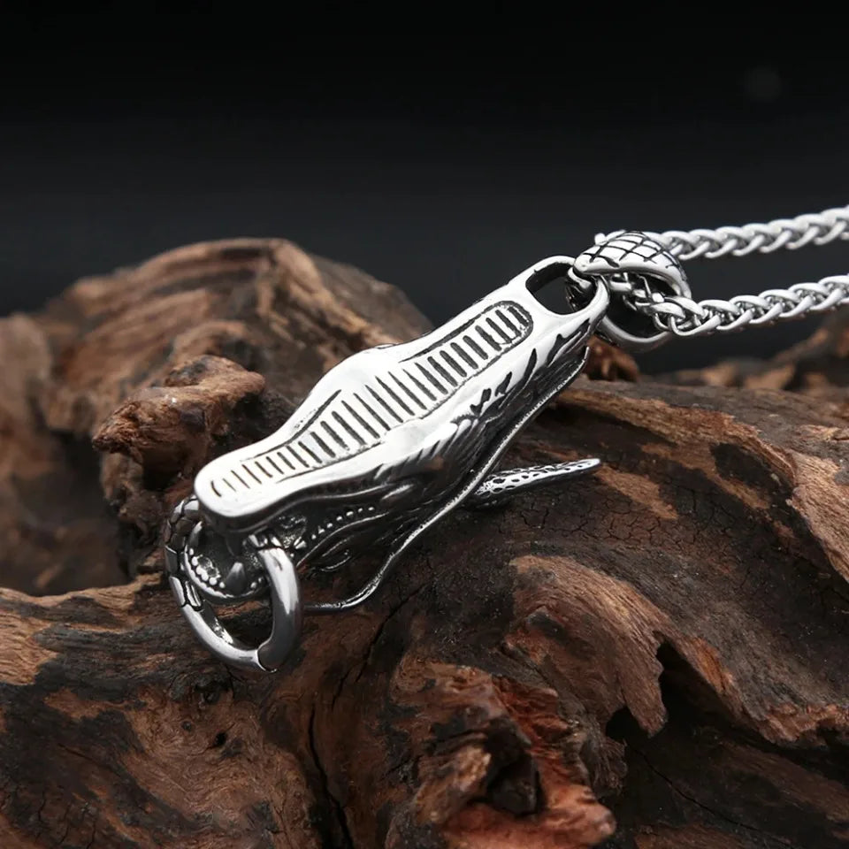 Viking-Inspired Dragon Head Pendant Necklace