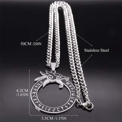 Viking Ouroboros Rune Dragon Necklace