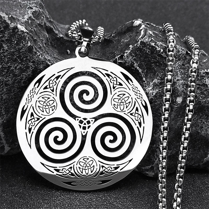 Silver Celtic Spiral Pendant Necklace