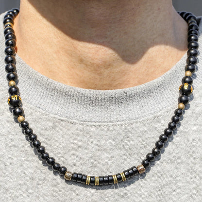 Black Tibetan Mantra Bead Necklace