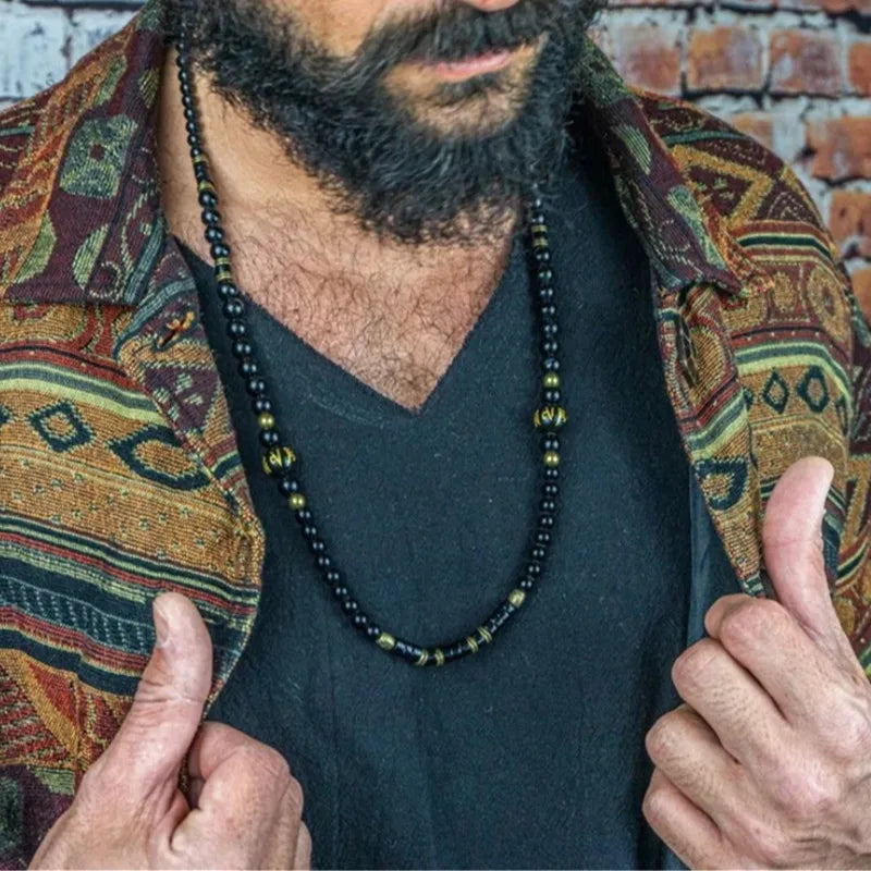 Black Tibetan Mantra Bead Necklace
