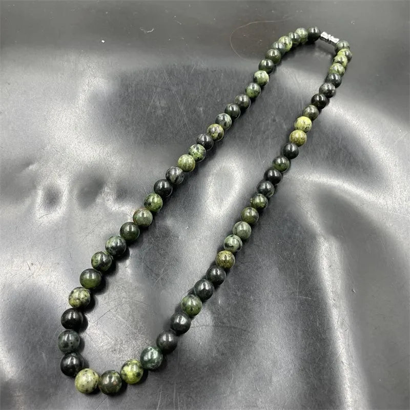 Tibetan Green Jade Healing Bead Necklace